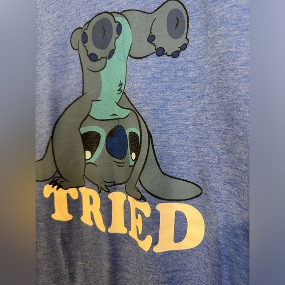 Disney Stitch "I TRIED" Blue Short Sleeve Tee Size S - Picture 9 of 13